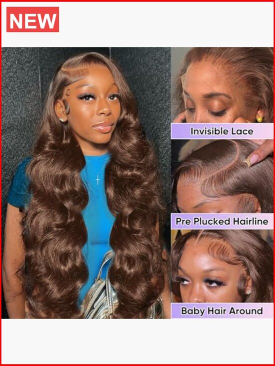 30 Inch Lace Front Wig 200 Density 13X6 HD Body Wave Human Hair Pre Plucked main image 6